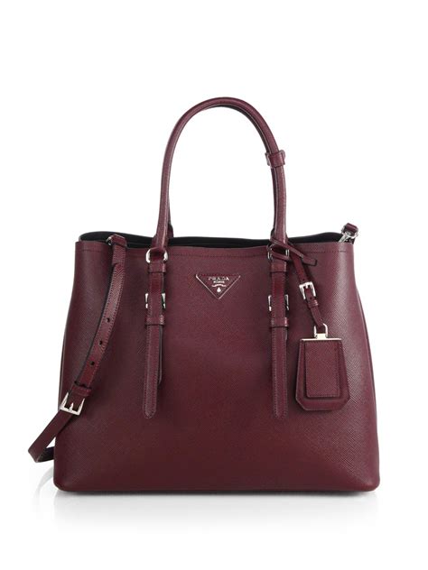 prada saffiano cuir double bag red